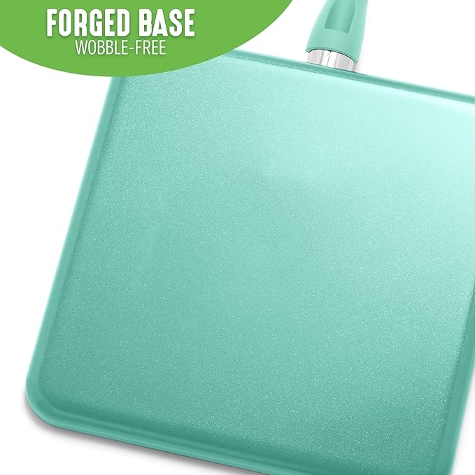 GreenLife Soft Grip Healthy Ceramic Nonstick, 11" Griddle Pan, PFAS-Free, Dishwasher Safe, Turquoise