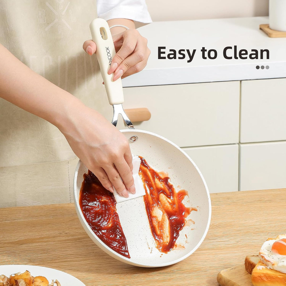 Non Stick Egg Frying Pan, 8 Inch Omelette Pan Nonstick Skillet,Small Egg Pan,Medical Stone Coating Cookware, Induction Skillet for Eggs (20 cm White)