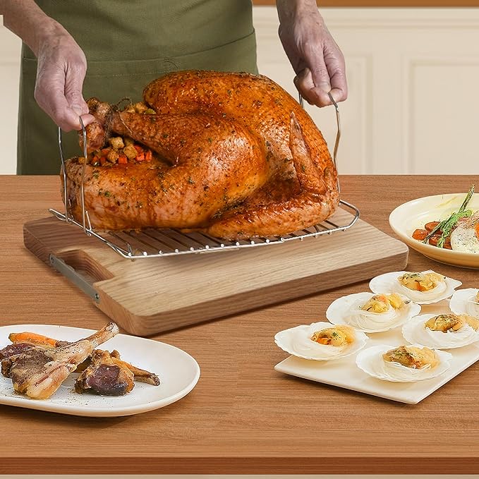 Roaster Oven 22Qt, 1450W Electric Turkey Roaster Oven Buffet with Self-Basting Lid, Cool-Touch Handles, Removable Pan and Rack, Stainless Steel, White
