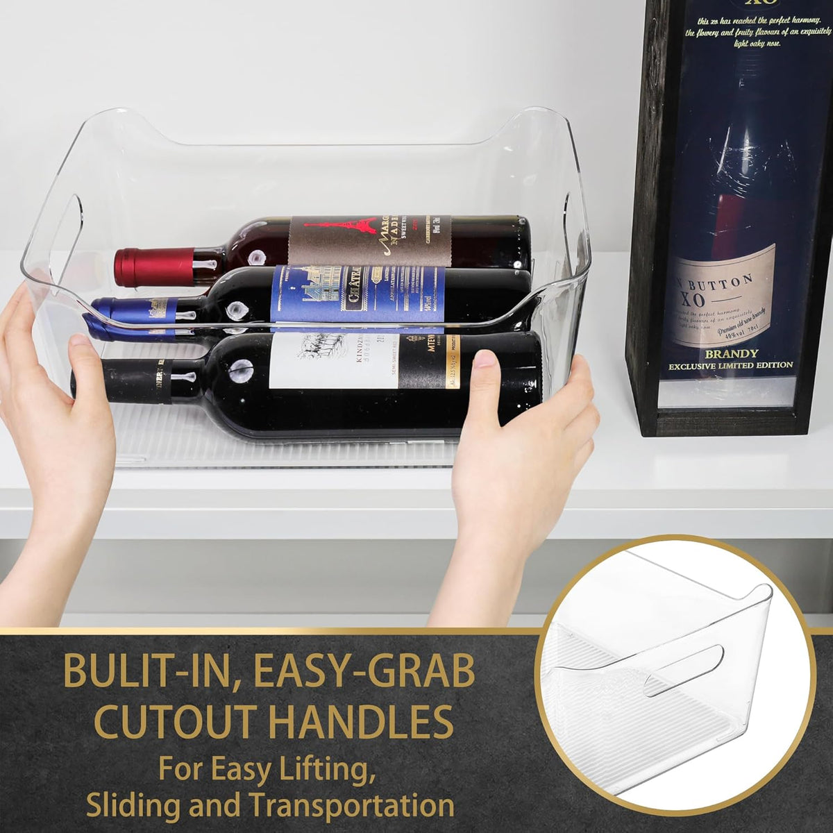 Tiawudi 2 Pack Plastic Storage Bins, Extra Large Pantry Organizer, 13.5" x 10" Clear Storage Containers and Organizer Bins, Multi-Use Bins for Home, Kitchen, Closet and Cabinet