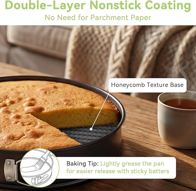 USLAI Springform Pan, 4+7+9 Inch Nonstick Cheesecake Pan with Removable Bottom, Easy to Clean, Ideal for Baking Cakes, Pies and Quiches - Set of 3