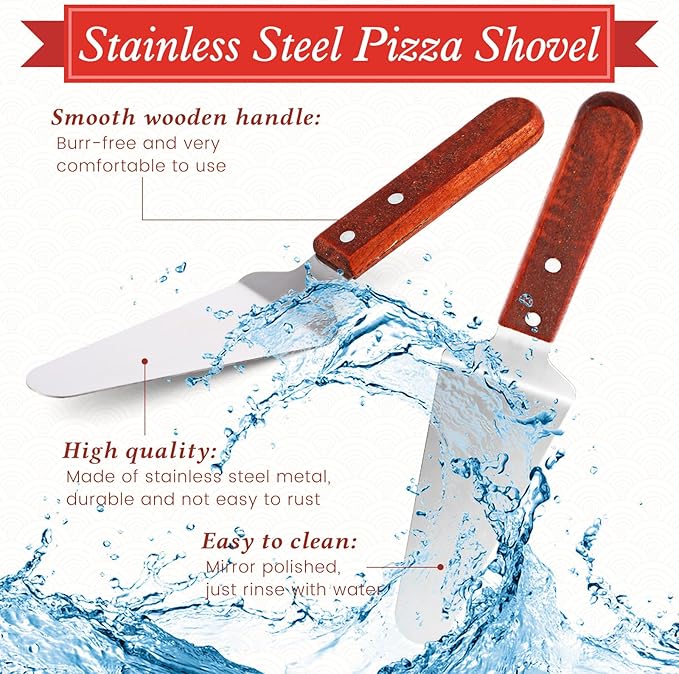 12 Pcs Pizza Stand Set: 4 Metal Stands, 4 Pizza Pans, 4 Spatulas for Weddings, Party(Silver,Round)