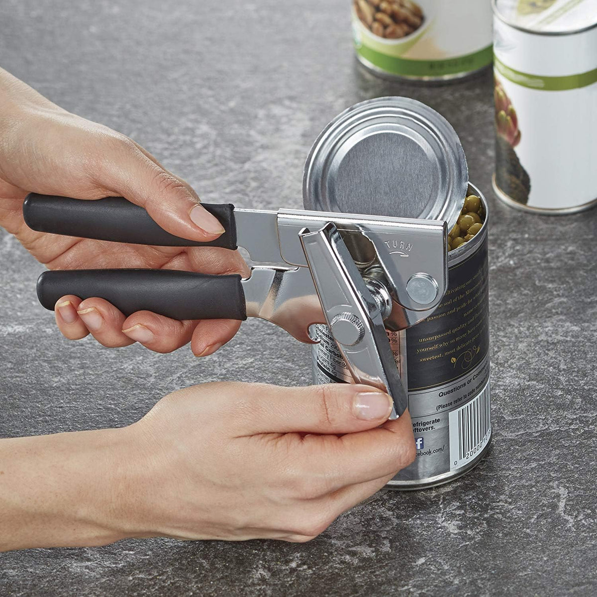 Swing-A-Way Portable Can Opener with Sharp Blade, Manual Hand Held, 2-in-1 Can and Bottle Opener, Made of Steel, Easy Turn Knob, Basic Kitchen Essentials (Green)