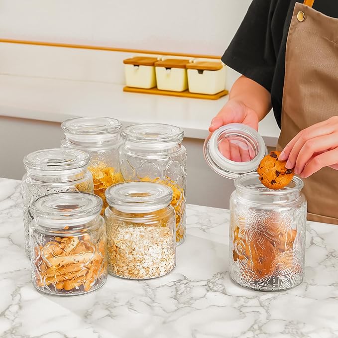 Adodeen 24oz Wide Mouth Mason Jars, 3-Pack Glass Jars With Lids, Pickle Canning Jars For Candy, Sugar, Coffee, Tea, Spice, Cookie, Dishwasher Safe