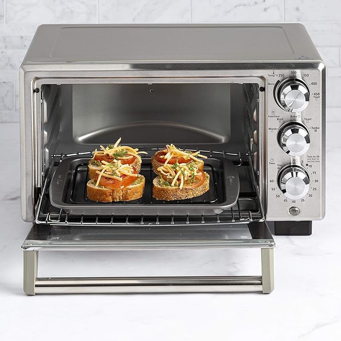 Ecolution Non-Stick Toaster Oven Bakeware Set 4-Piece, Carbon Steel, Easy to Clean and Perfect for Single Servings, Gray