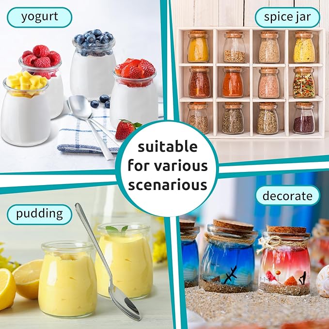 AIXIANG 20 Pack Pudding Glass Bottles Favor Jars with Cork Lid and Seal Cap for Wedding Favors,Baby Shower,Party Favor,Gift Jar, Candy, Spices, with Twine, Labels, Decorative Jars
