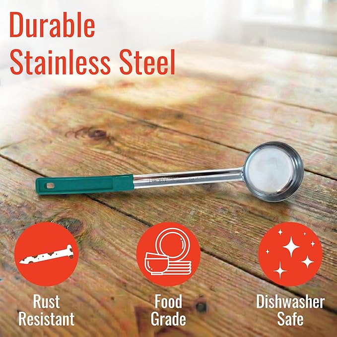 4 Ounce Solid Stainless Steel Portion Control Ladle Spoon for Measuring and Serving; Commercial Grade Serving Scoops [Pack of 12]