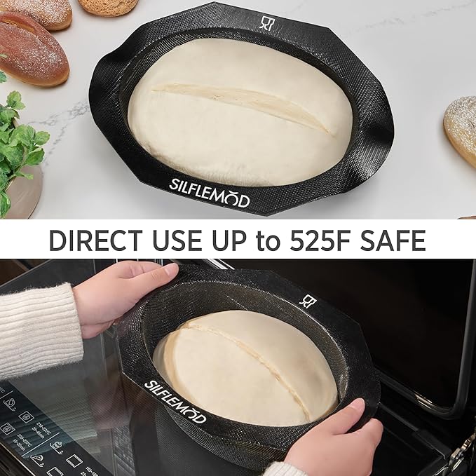Silicone Peforated Sourdough Bread Bakling Mold - Perfect Oval Silicone Bread Sling for Dutch Oven - Cast Iron Pot Liner for Bread Baking