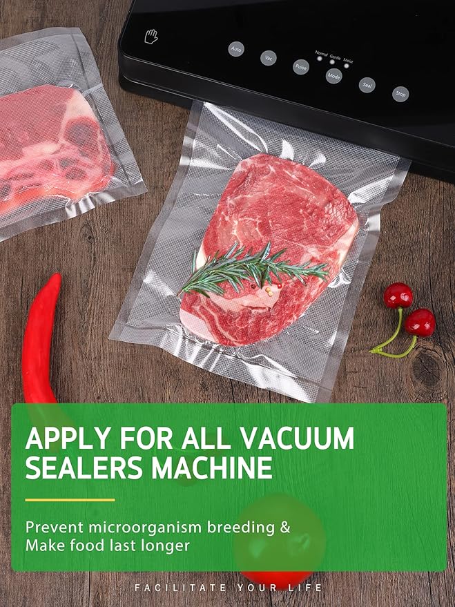 Syntus Vacuum Sealer Bags, 6 Pack 11" x 10' and 8" x 10' and 6" x 10' Commercial Grade BPA Free Bag Rolls, Food Vac Bags for Storage, Meal Prep or Sous Vide