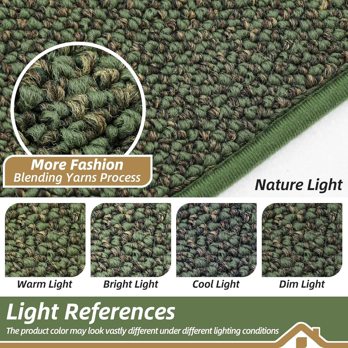 BEQHAUSE Kitchen Rugs and Mats 2PCS, Non-Slip Kitchen Mats for Floor, Absorbent and Stain Resistant Kitchen Runner, Machine Washable Rugs for Kitchen, Laundry & Sink, 20"x32"+20"x48", Green