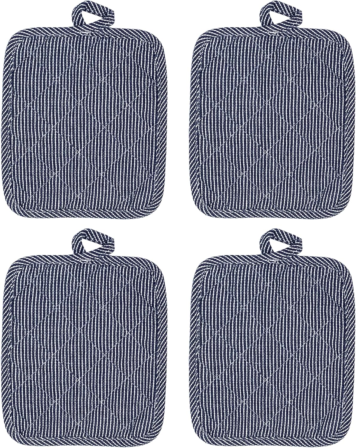 American Linen Pot Holders, Hot Pads, Table Pads for Kitchen and Dining Table, Non Slip Heat Resistant Hot Pot Holder (Navy, 4 Pack)