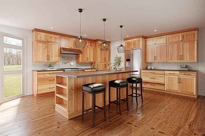 Quicklock RTA (Ready-to-Assemble) 42" Tall Wall Kitchen Cabinets - Shaker Style | 100% Hardwood | Made in America | Soft Close Hardware (Rustic Hickory, 12" D x 12" W x 42" H)
