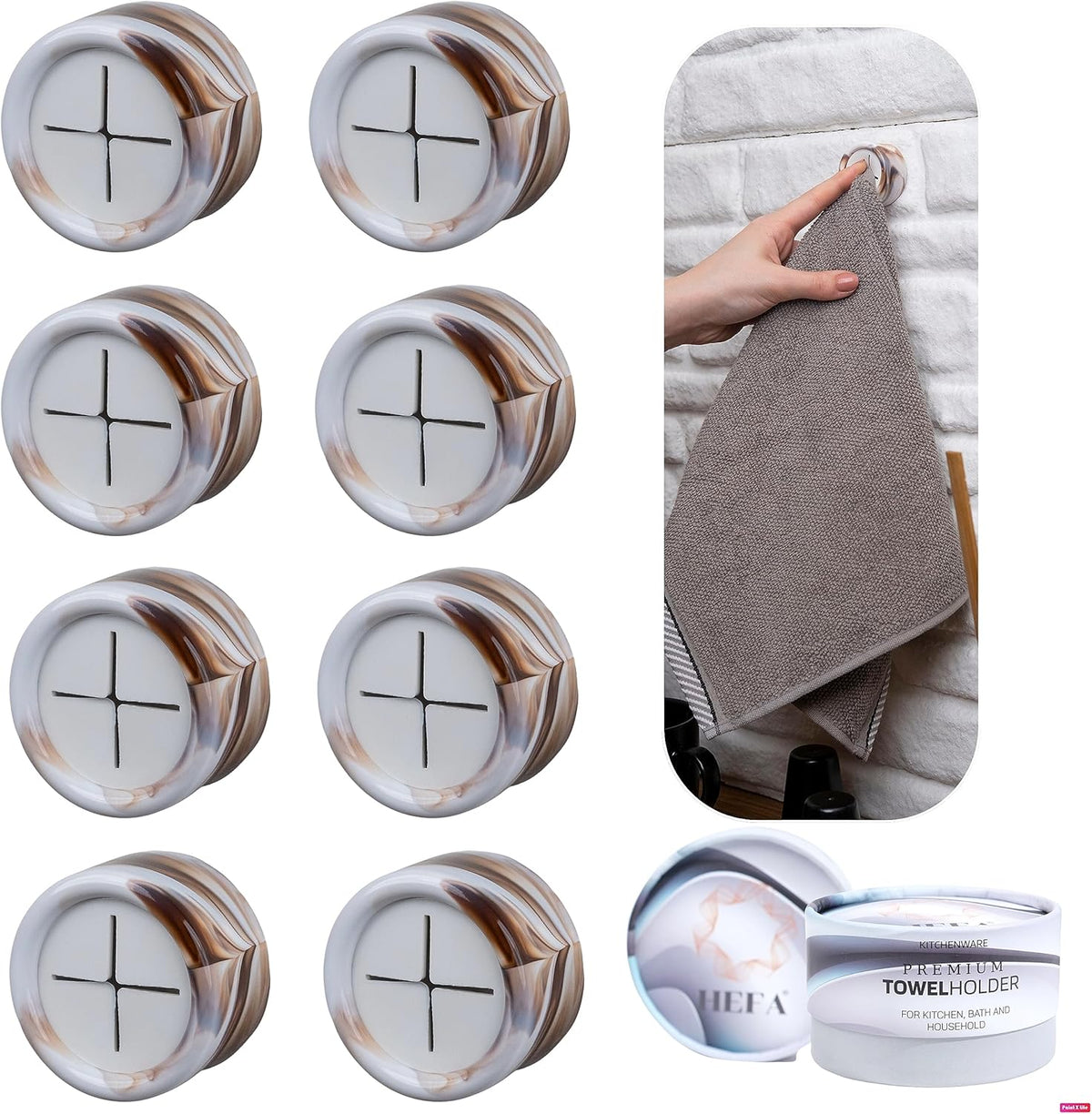HEFA Towel Hooks, Dish & Hand Towel Holder, Kitchen Organization 8 Pack Eco