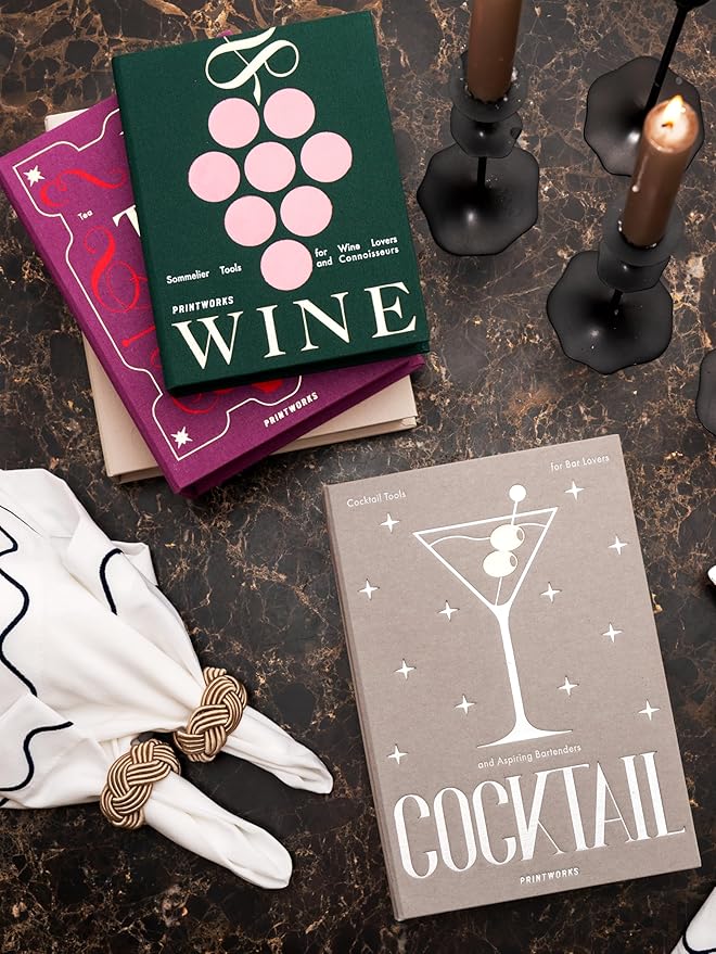 Printworks The Essentials, Wine Tools – Wine Bottle Opener, Stopper, Pourer & Collar Set in Elegant Book-Style Case