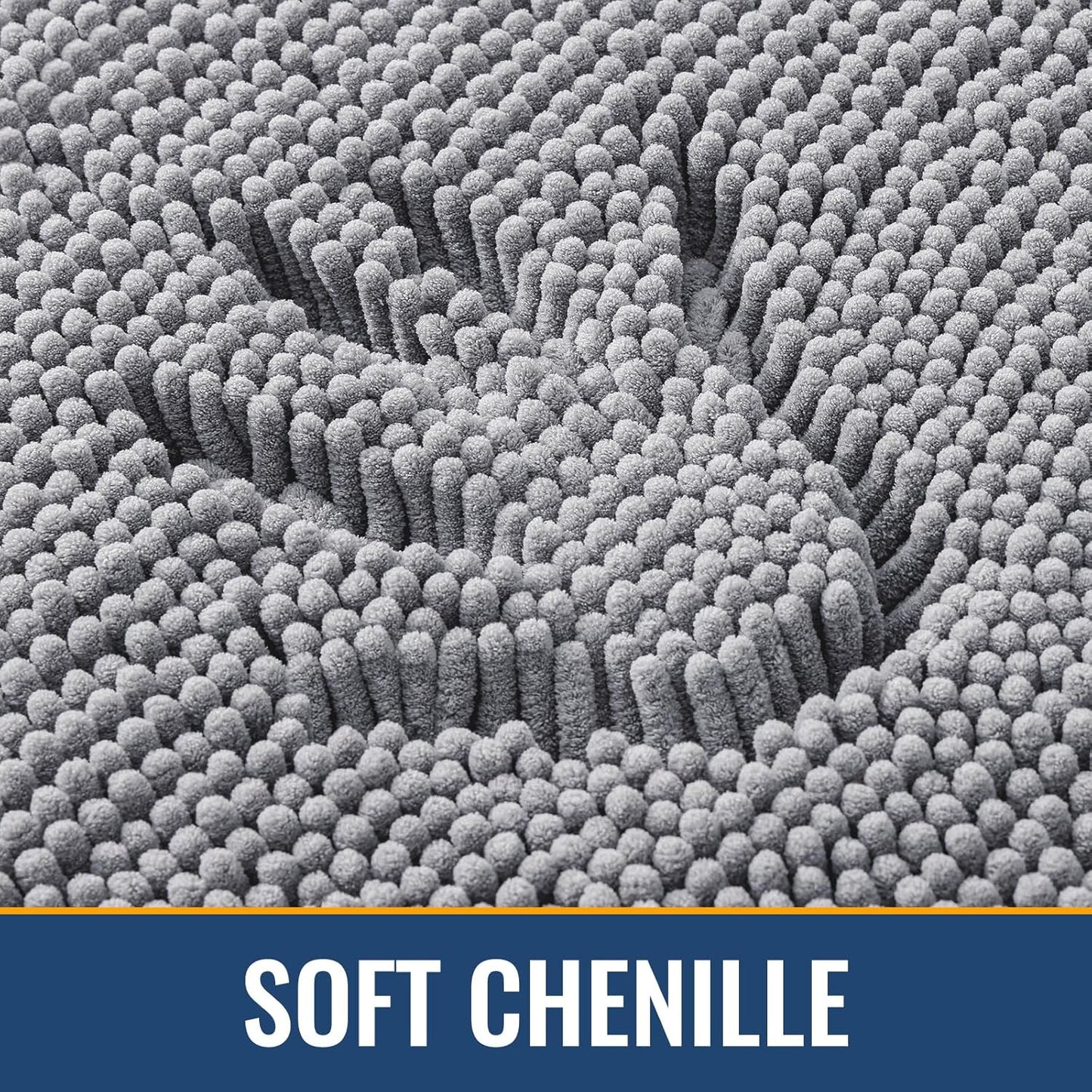Arotive Bathroom Rugs 59x35, Extra Soft Absorbent Shaggy Chenille Bath Rugs, Machine Washable Rubber Backing Non-Slip Bath Mats for Bathroom Floor Tub and Shower, Home Decor Accessories, Grey