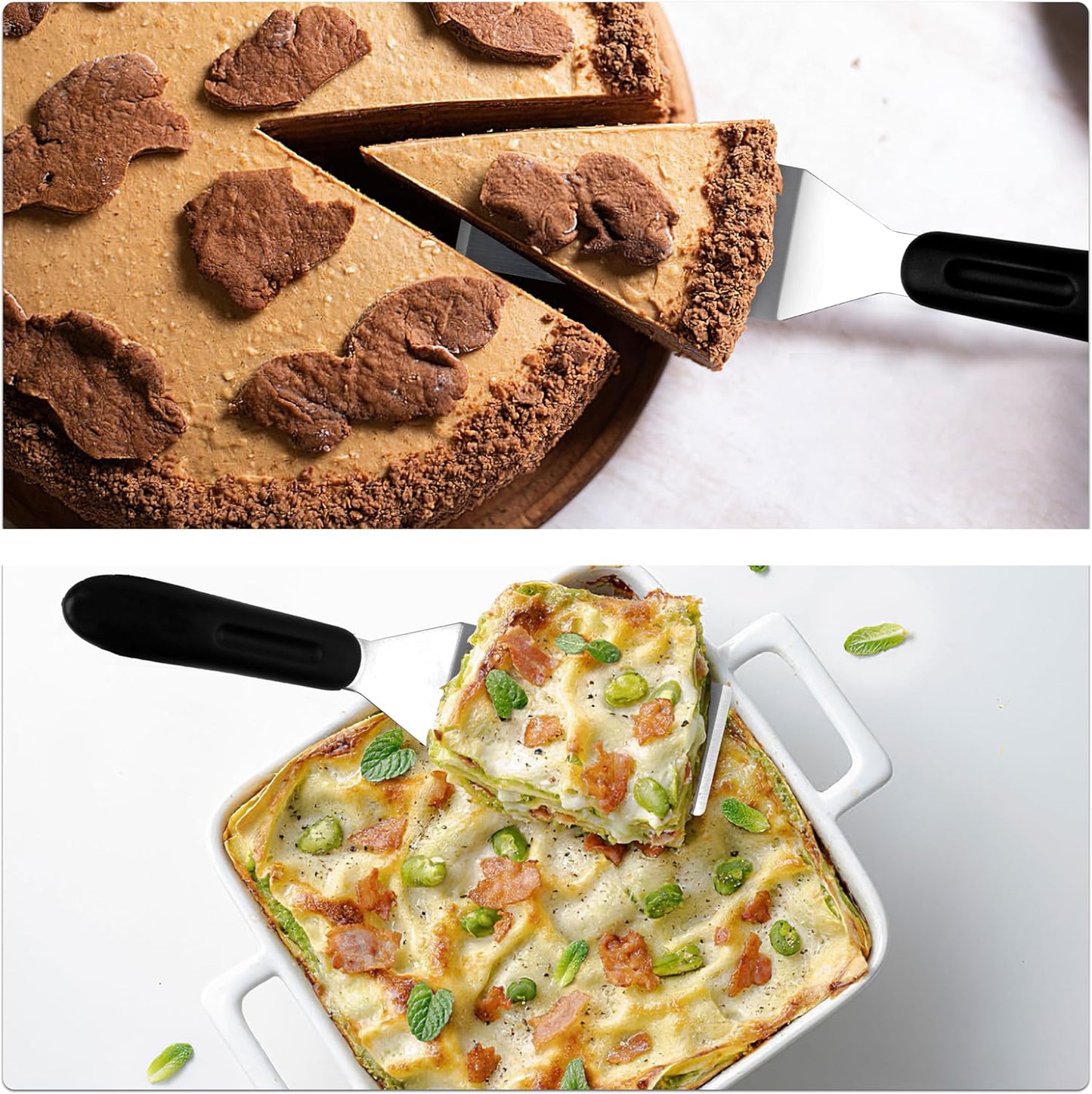 Small Spatula Professional Mini Serving Spatula, 2 Pieces Stainless Steel Metal Spatulas Set, Cutter and Serve Turner for Kitchen, Flipping or Cooking for Brownie, Cookie, Lasagna, Pancakes or Cake