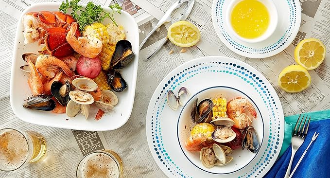 Corelle Dinnerware Set (4pc Set, Ocean Blues)-Set for 4 | Includes 4 x Dinner Plates | 80% Recycled Glass | 3 X More Durable, Half the Space & Weight of Traditional Ceramic