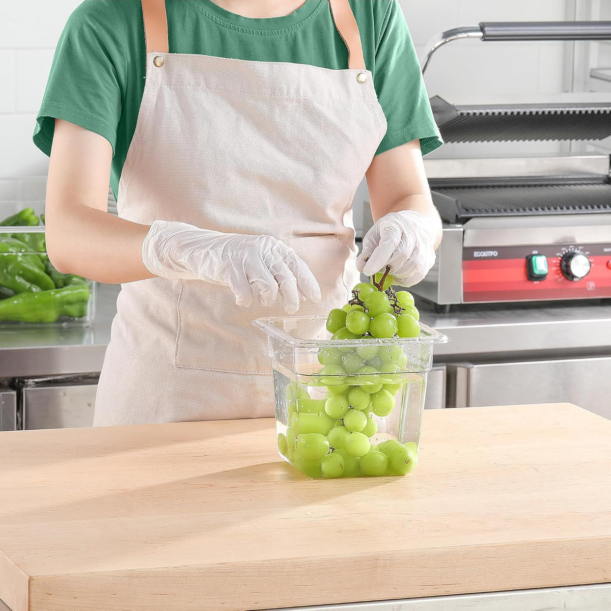 1/6 Size Food Containers 6 Pack 6 Inch Deep Pan Clear BPA free Polycarbonate Stackable Commercial Hotel Pan for Kitchen Business and Food Serving