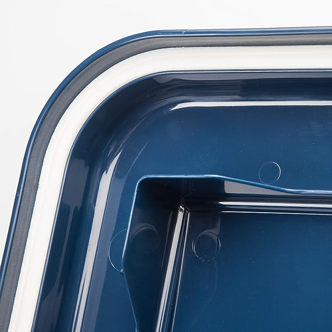IRIS USA Dog Food Storage Container, Up to 54 Pounds, Attachable Wheels, For Dog Cat Bird and Other Pet Food Storage Bin, Keep Fresh, Easy Mobility - Made in USA, Navy