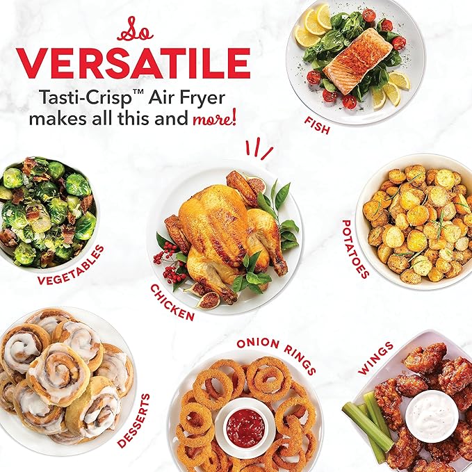 Dash Tasti-Crisp™ Air Fryer - AirCrisp® Technology - Compact Design with Adjustable Temperature Control - Nonstick Fry Basket & Auto Shut-Off Feature - 6 Quarts - Aqua