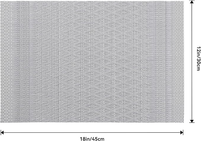 Leetaltree Lunar Grey Placemats Set of 12 - Heat Resistant Non-Slip Place mats for Dining Table, Washable Durable PVC Vinyl Woven Table Mats（Lunar Grey, 12）