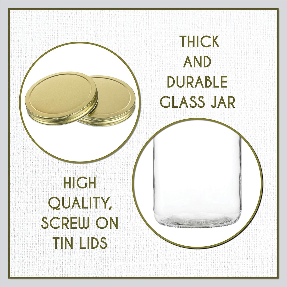 kitchentoolz 2 Pack - 1 Gallon Glass Mason Jar Wide Mouth with Airtight Metal Lid - Safe for Fermenting Kombucha Kefir - Pickling, Storing and Canning- BPA-Free Dishwasher Safe- Made in USA