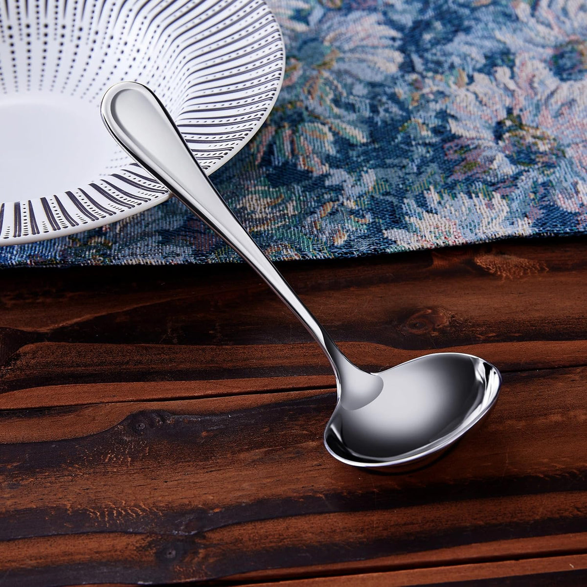 KEAWELL Premium 7.1" Verona Gravy Ladle, 18/10 Stainless Steel, Heavy-Duty with Deep Bowl, High-Polished Finish, Ergonomic Handle for Smooth Pouring, Dishwasher Safe (2, 7.1" Gravy Ladle)