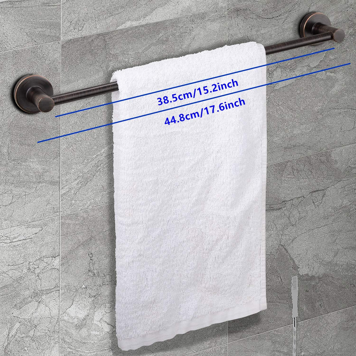JiePai Bath Towel Bar Oil Rubbed Bronze, 17.6 Inch Stainless Steel Towel Rack Bathroom Towel Holder Wall Mount Kitchen Dish Cloth Hanger (Oil Rubbed Bronze, 17.6 Inch)