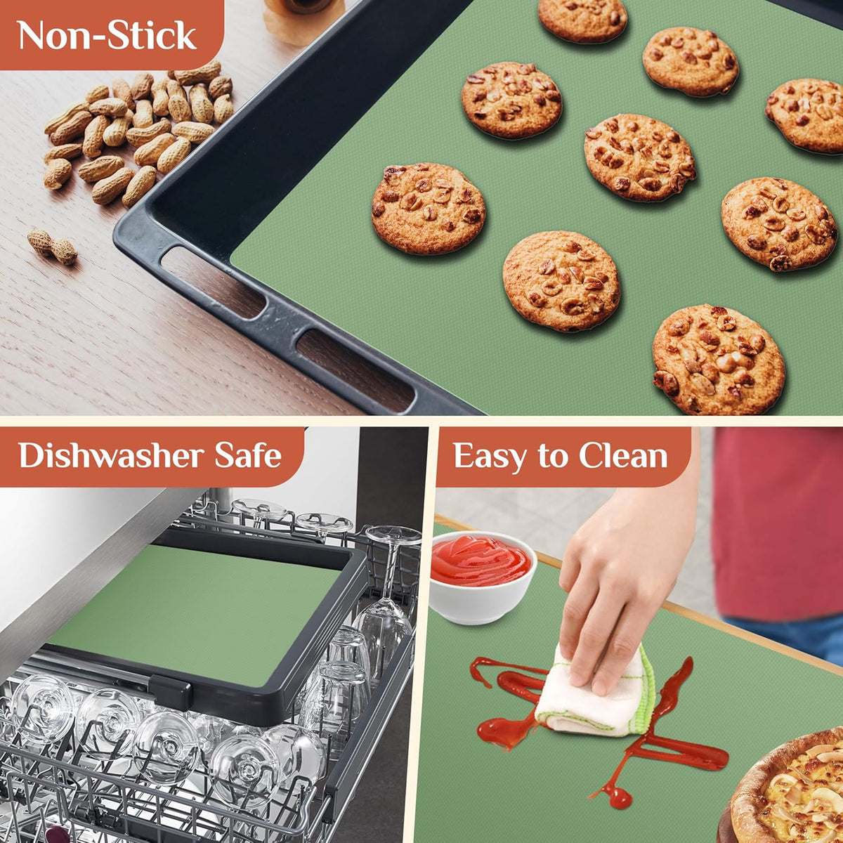 Silicone Baking Mat, 16 IN x 6 FT Free Cutting Baking Sheet,Non-Stick Reusable Dough & Pastry Mat,Non-Slip Silicone Mat Roll for Air Fryer Liner,Freeze Dryer,Oven Baking Pan,Kitchen Counter