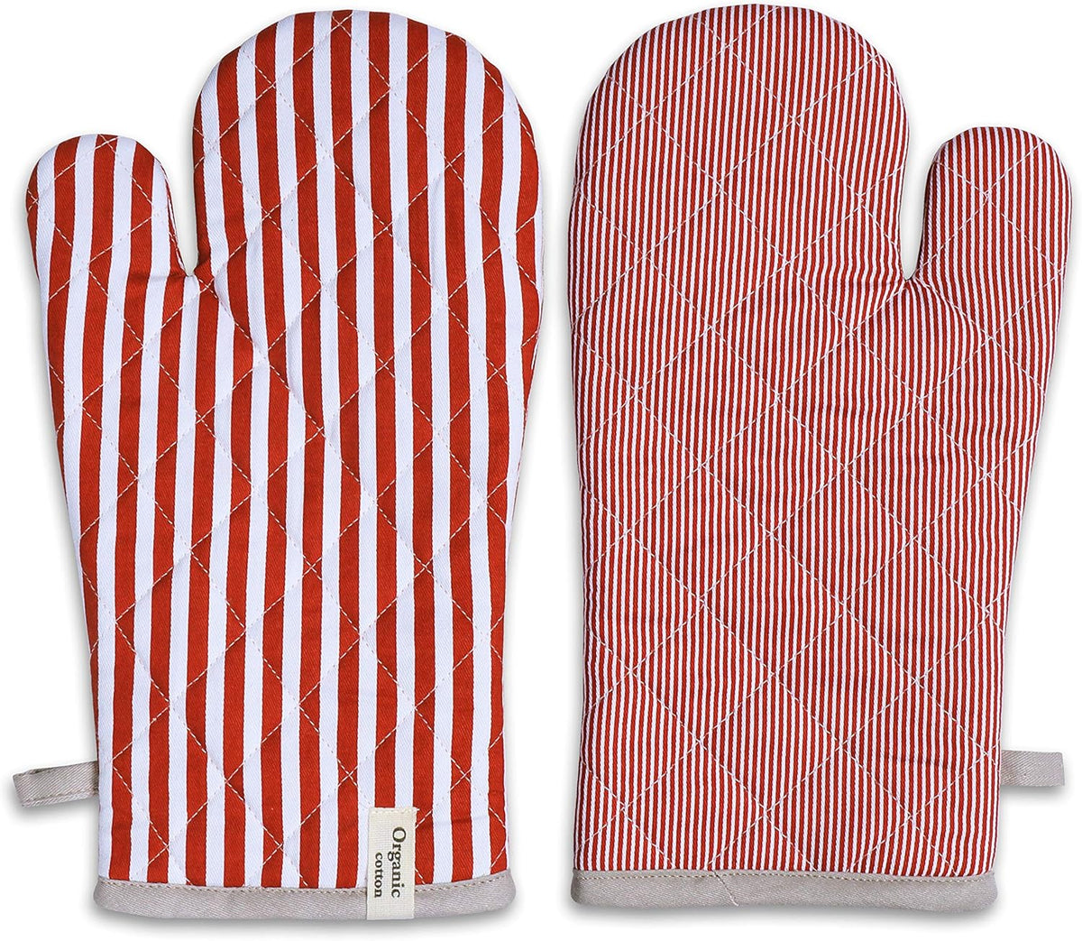 AMOUR INFINI Cotton Oven Mitts Set of 1 with Hanging Loop Non-Slip, Heat Resistant, Reusable Oven Mitt for Baking Cooking Kitchen Easter Oven Gloves (Rust)