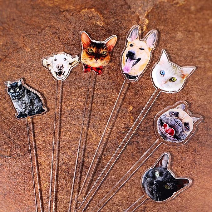 Custom Photo Face Stir Sticks Pack 5-500pcs, Personalized Acrylic Drink Stirrers with Your Photo, Dog, Cat, Logo or Face, Custom Cocktail Swizzle Sticks for Birthday & Graduation Decor
